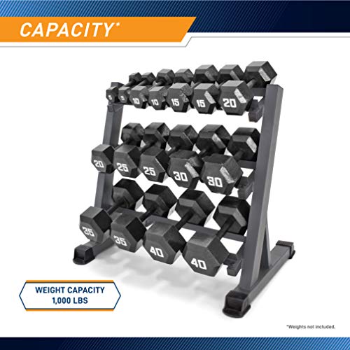 3-Tier Dumbbell Rack - Heavy-Duty Weight Storage Organizer - Dark Grey
