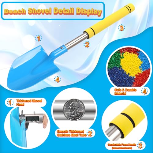Frebuta Yellow Heavy Duty Beach Shovel 26in 3-Piece Sand Digging Set