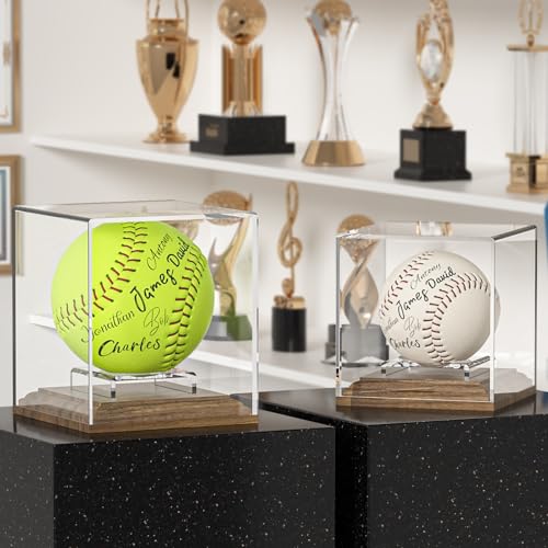 Baseball Display Case with Walnut Wood Base & Acrylic Holder