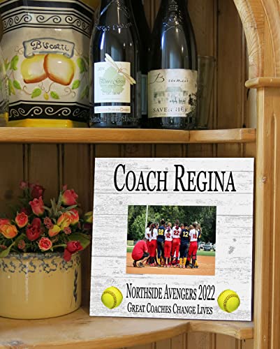 Personalized Softball Coach Gift Plaque with Photo - 10in x 10in
