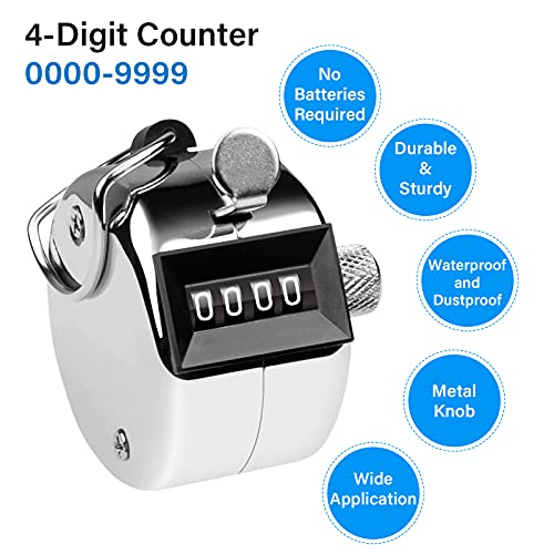 4-Digit Hand Tally Counter - Metal Clicker for Knitting, Coaching, Golf, Fishing - A-1 Piece