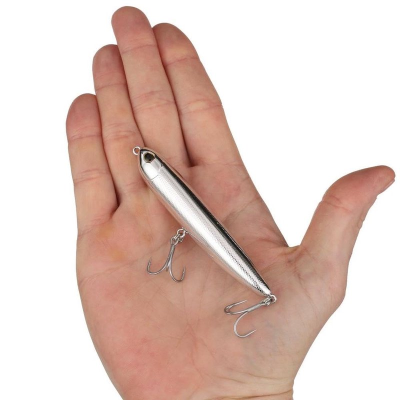 Berkley Saltwater Drift Walker Topwater Fishing Lure, Chrome, 3/8 oz, 3.5in, Tail Weighted Design Tuned for Casting Distance, Equipped with Fusion19 Hook