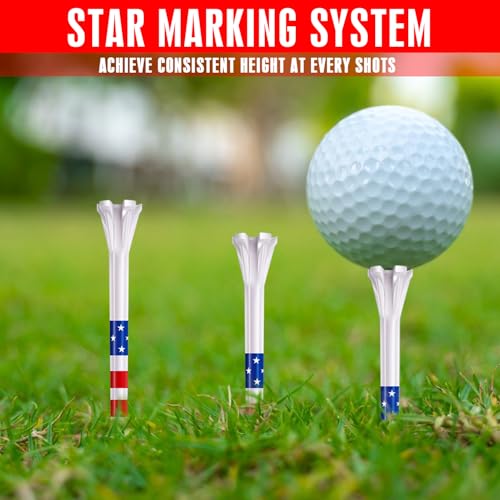 5-Prong Golf Tees - 120 Pack with Star & Stripe Marking System - 100 x 3-1/4" Tees