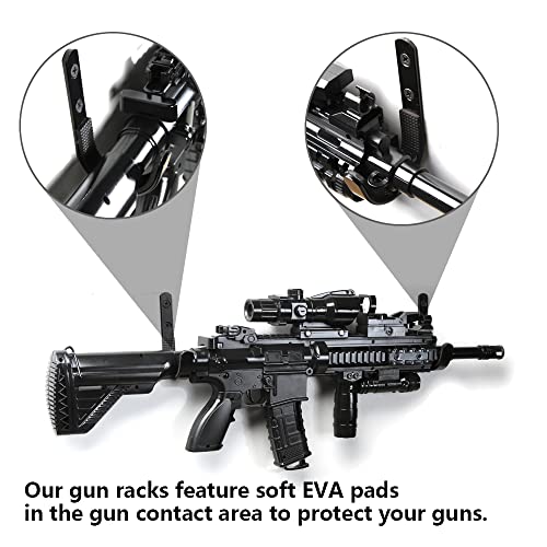 Horizontal Gun Rack for Wall - Metal Rifle Hangers, Black 2 Pair