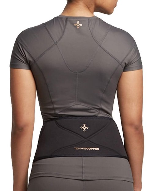 Tommie Copper Women’s Comfort Back Brace, Adjustable, Sweat Wicking, Breathable Back & Muscle Compression Support for Everyday - Black - Small/Medium