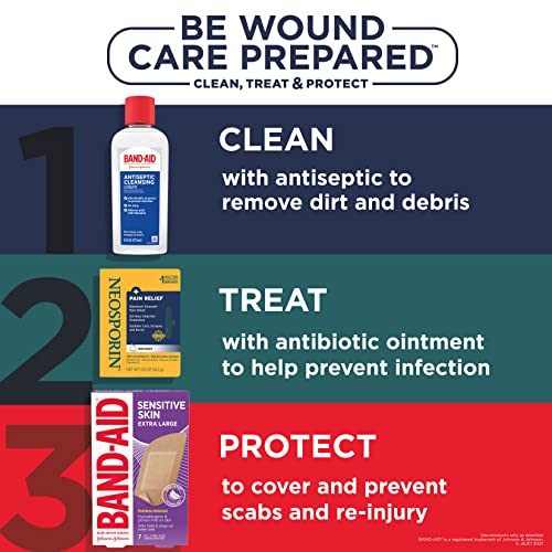 Band-Aid Sensitive Skin Adhesive Bandages Pack of 3 - Extra Large, Water-Resistant & Hypoallergenic