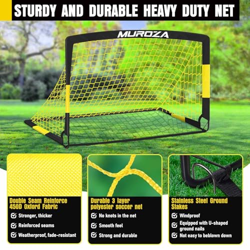 Kids Soccer Goals Set - Portable Pop Up Soccer Nets for Backyard Play