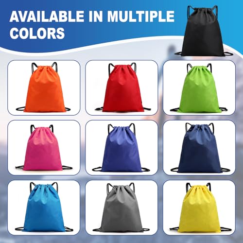Waterproof Drawstring Backpack, Soccer-Texture Gym Sack - Black