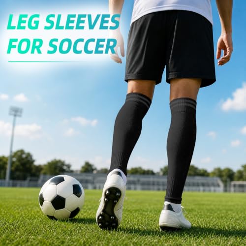 Compression Soccer Leg Sleeves - Grip Socks - Medium Mesh Black