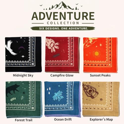 MDSTYLE Adventure Bandana Black - Cotton Head Scarf for Men & Women, Outdoor Design