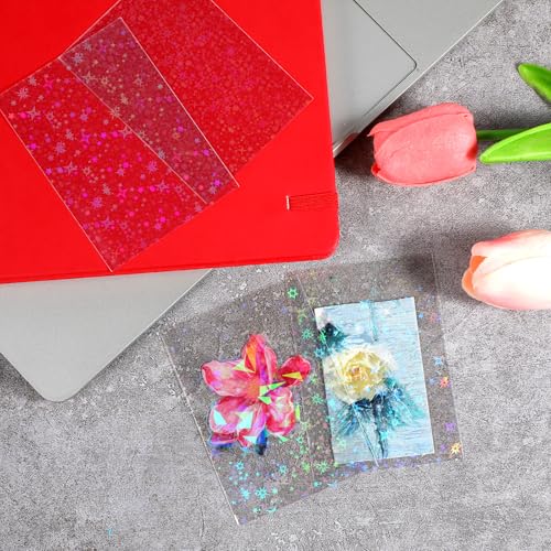 200 Pcs Laser Flashing Holographic Photo Card Sleeves Love