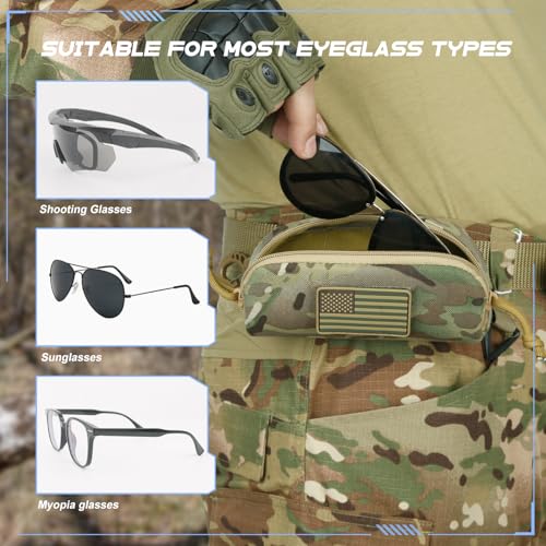 Tactical Molle Glasses Pouch | Semi-rigid Shell with Flag Patch