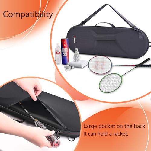 RLSOCO 2-Racket Badminton Case with Shoulder Strap – EVA Foam Case for Rackets & Balls