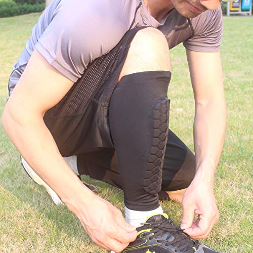 Soccer Shin Guards with Honeycomb Foam Pads - Black Medium