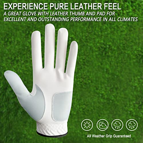 Golf Gloves for Men - Large Left Hand with Ball Marker, All Weather Grip