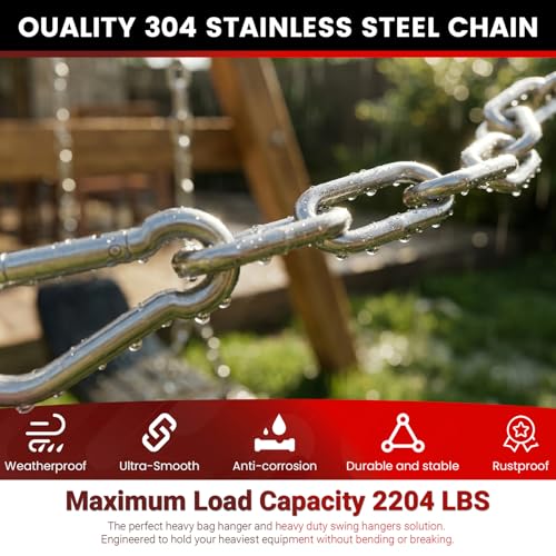 25" Heavy-Duty Hanging Swing Chain - 1000 lb Capacity, Silver