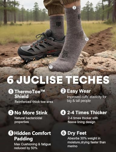 Juclise Baby Alpaca Wool Midweight Crew Socks Large Camel Grey for Men & Women