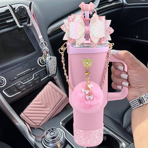 Bling Bow Tumbler Accessories Set for Stanley Cup - A1 Pink
