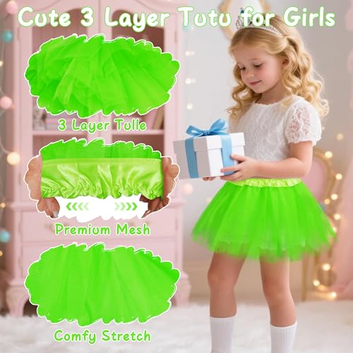Toddler Tutu Skirt - 3 Layer Neon Green Ballet Dress