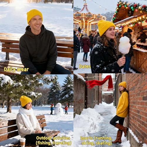 Ultra Soft Stretch Unisex Winter Beanie Hat - Yellow
