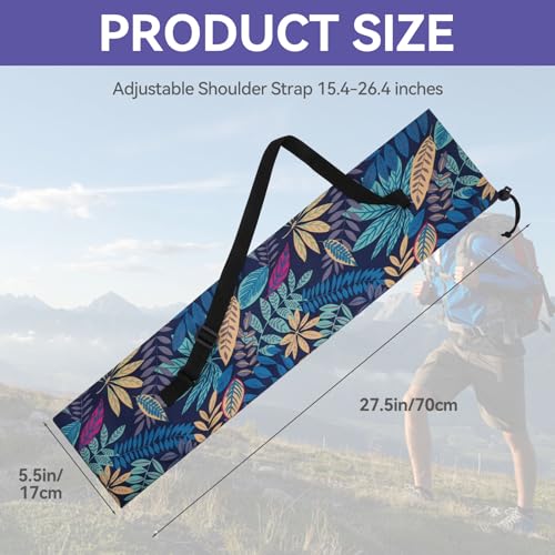 FAMJOALE 27.5in Waterproof Collapsible Hiking Pole Carry Bag - Leaf Floral Print