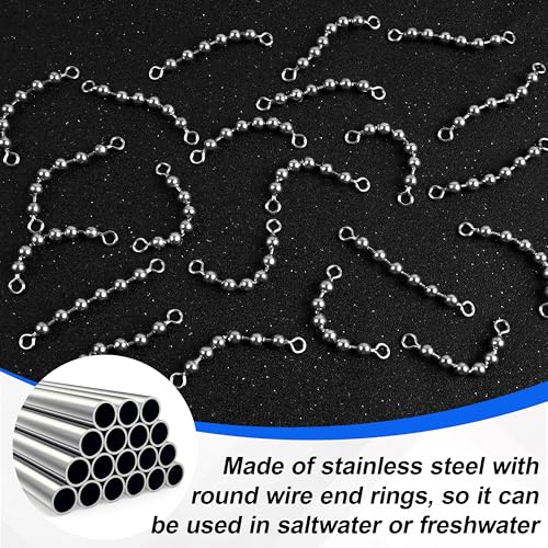 OREOTL 3/16'' (4.5mm) Stainless Steel Fishing Bead Chain Swivels 20/40pcs Trolling & Saltwater Tackle