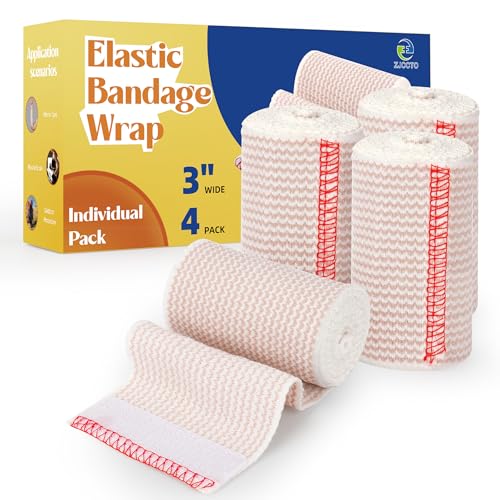 3" Elastic Compression Bandage Wrap - 4 Pack for Knee & Ankle