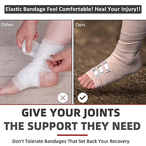 FRESINIDER Premium Elastic Bandage Wrap 4 Pack, 3 and Inch, 24 Clips