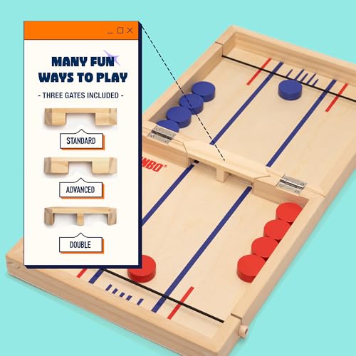 PINBO Sling Puck Game - 18-Inch Foldable Wooden Board, 2-Player Tabletop