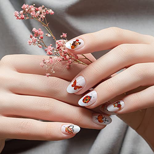 24 Sheets Fall Nail Art Stickers - Autumn Water Transfer Decals