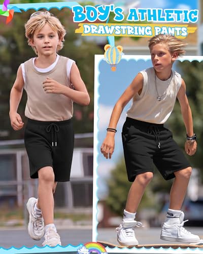 Boys Baggy Long Sports Shorts - Black, 13-14 Years