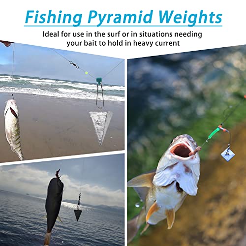 Pyramid Sinkers Fishing Weights - 1 Ounce, 4 Pack for Saltwater Surf Fishing