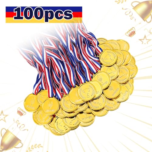Gold Medals for Kids - 100PCS Lightweight Plastic Award Medals