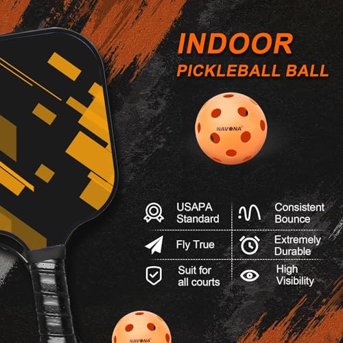 Orange Indoor Pickleball Balls - 40 Pack USAPA Official Standard Navona