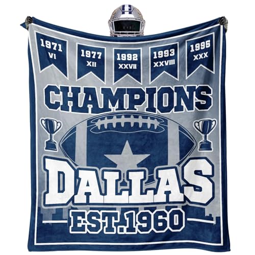 Football Blanket for Dallas Fans - Soft Flannel Throw 60x50 Blue