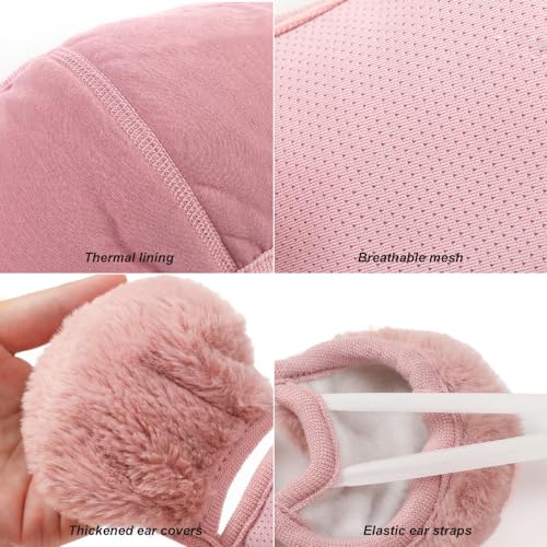 Winter Fleece Face Mask with Fluffy Ear Covers - Black