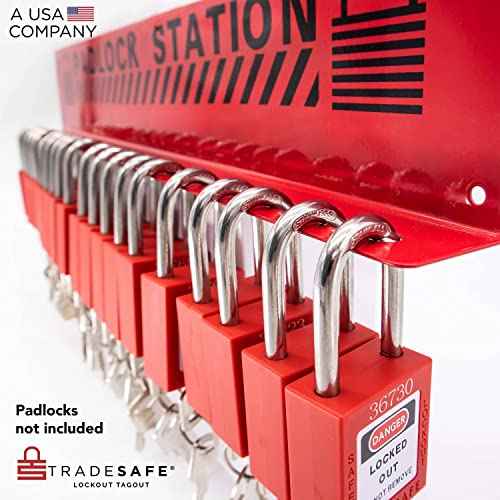 TRADESAFE Lockout Tagout Locks Station - Loto Station Holds up to 20 Safety Padlocks, Loto Locks Rack with No Lock Out Tag Out Padlocks Included