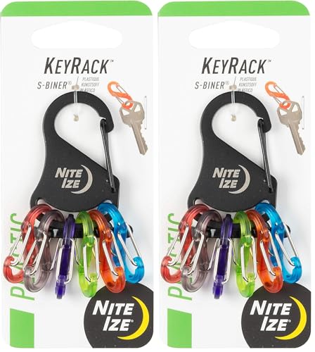 Nite IZE KeyRack Steel S-Biner Key Organizer Pack of 2 - Colorful Keychain Clips