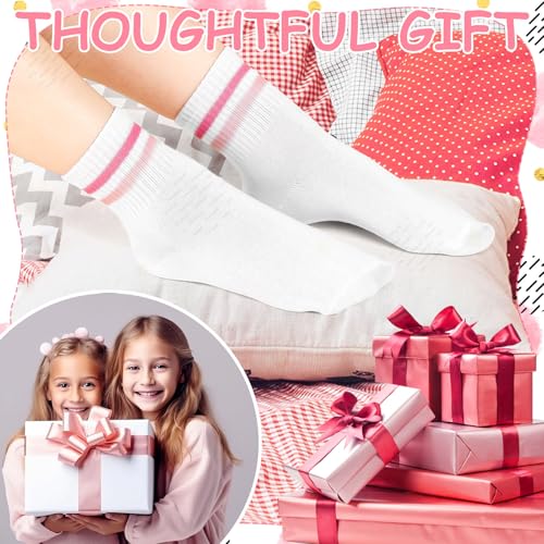 Kids Athletic Crew Socks - 6 Pairs for Girls