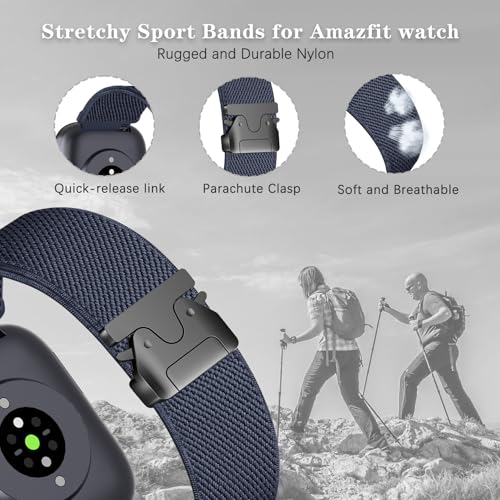 22mm Parachute Buckle Nylon Strap for Amazfit Bip 6/5 & GTR - Dark Blue
