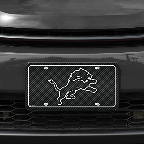 Detroit Lions Carbon Fiber Auto Tag - 8.5" x 11" Durable License Plate