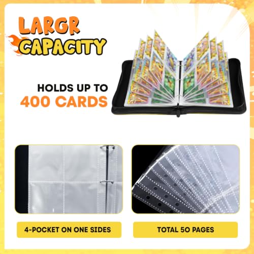 400 Cards Capacity Trading Card Binder, Holder with 50 Removable