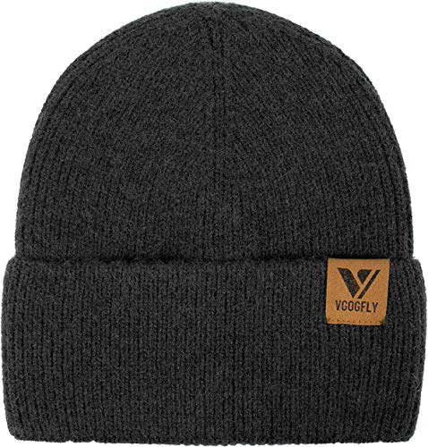 Beanie Hat for Men and Women - Slouchy Knit Winter Cap - Black