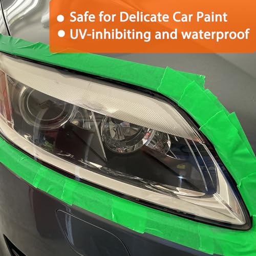 GEYYANG Automotive Masking Tape - Heat Resistant Green Painters Tape for Auto Body Spray Painting, Multi-Surface Painters Tape for DIY, Labeling, Art, Car, 1.41 inch x 55 Yards, 2 Rolls