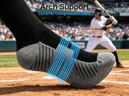 Baseball Socks - 3 Pairs for Kids & Adults - Small/Black