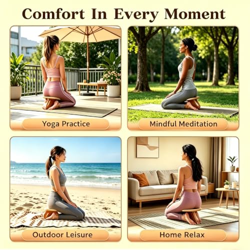 Ergonomic Pine Meditation Bench - Portable Prayer & Yoga Seat