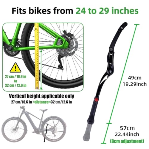 RBRL Bike Kickstand Aluminium Alloy Rear Side Stand, Height Adjustable, 77 lbs Capacity