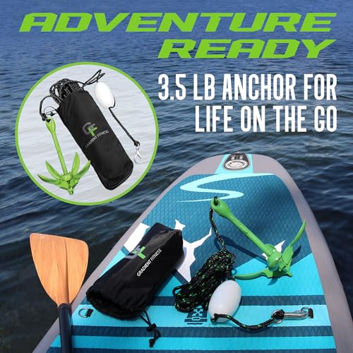 Kayak Anchor Kit 3.5 lb Folding Grapnel Anchor with 25 ft Rope, Green