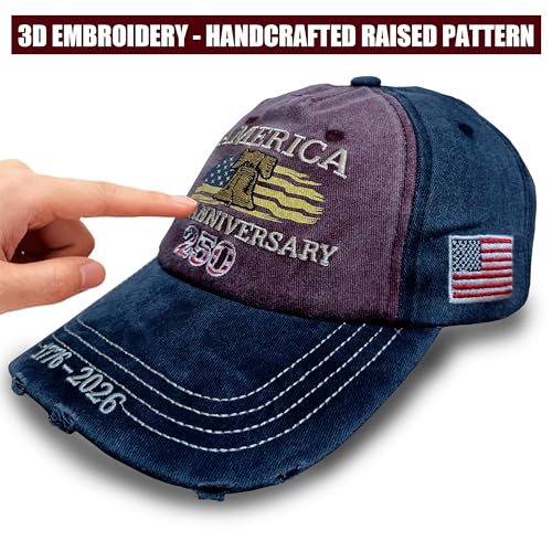 250th Anniversary Retro Baseball Cap - Adjustable Patriotic Hat