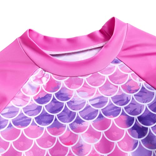 Funnycokid Mermaid Pink 4-5T Girls Swimsuit Tankini Rash Guard Set 3-10 Years
